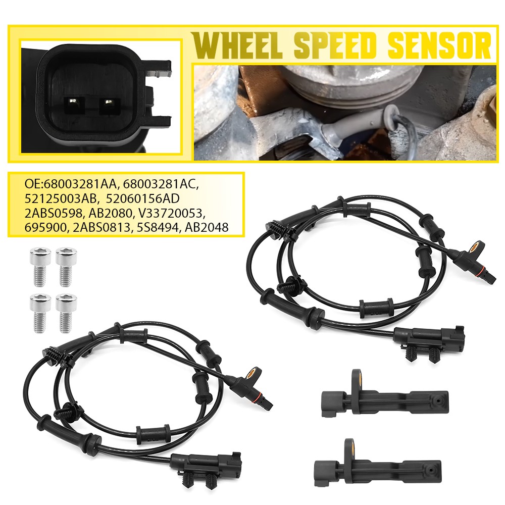 4X Right Left ABS & Wheel Fit Speed Sensor 2007-2017 Jeep Wrangler 5S8494 AB2048