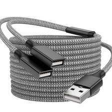 6.6FT USB A Male to 2 Female Cable, USB Splitter 1 in 2 Out Support Charging ...