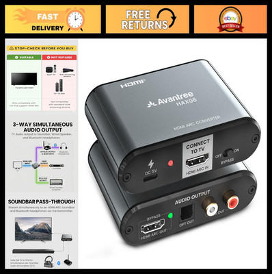 HDMI ARC Audio Extractor with Passthrough for TV, Soundbar & Headphones, CEC Con