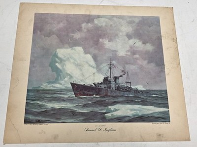 Gordon Grant - ''U.S.C.G. Cutter Samuel D. Ingham'' - Original Lithograph 1944