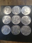 Lot of 9 1964 Kennedy Hallf Dollars 40% Silver