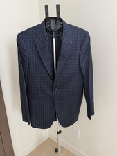 Isaia Napoli Men s 40R US / 50 IT Blue Check 100 Wool Blazer Jacket NWT