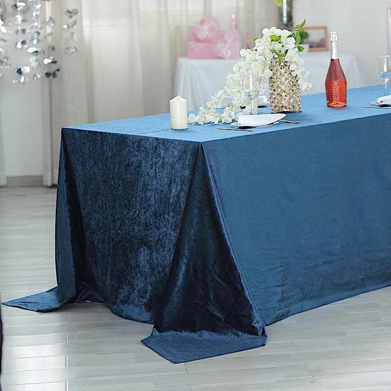 NAVY BLUE 90"x156" Premium Velvet Rectangular Tablecloth Wedding Party Linens
