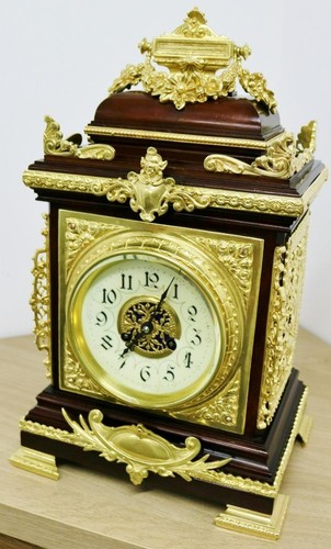 Antique French 8 Day Solid Oak & Ormolu Mounts Cube Style Mantel Table Clock - Picture 24 of 24