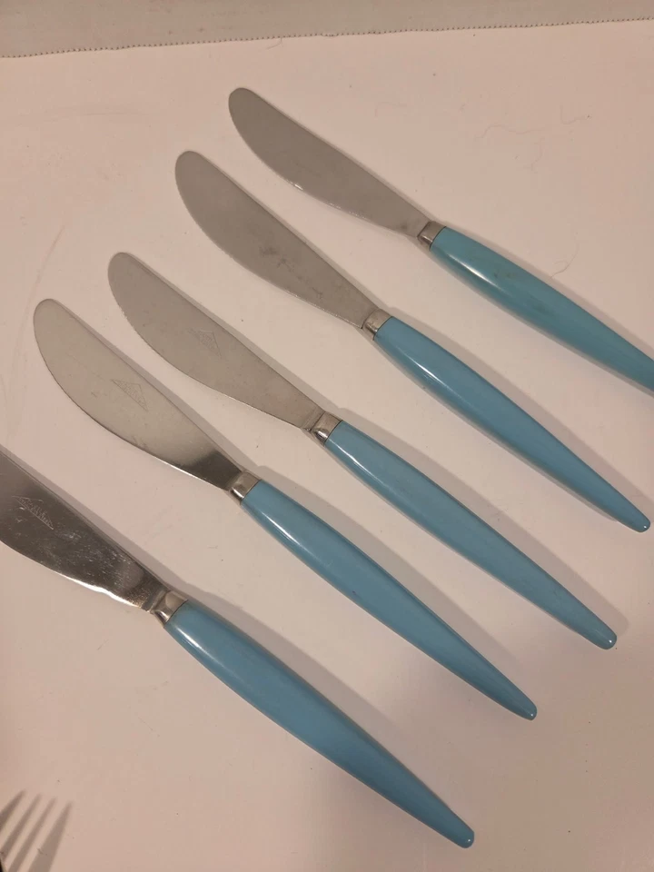 Ropa plana de plástico baquelita de acero inoxidable azul y verde de colección 15 piezas Foto 4 de 4