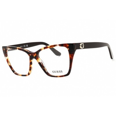 Guess Women's Eyeglasses Dark Havana Acetate Full Rim Cat Eye Frame GU50235 052