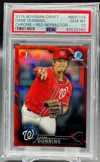 2016 Bowman Chrome Draft Red Refractor DANE DUNNING #BDC104/5 PSA 10 GEM-MT