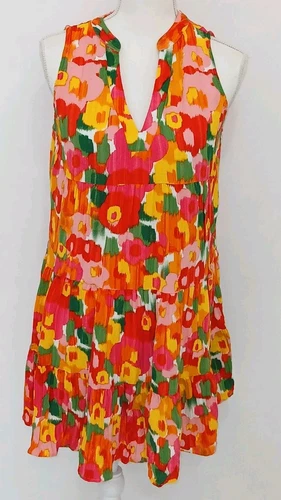 Mini Abito Pomander Place Magnolia Acquerello Kenzo Rosso Floreale Fluido Taglia S