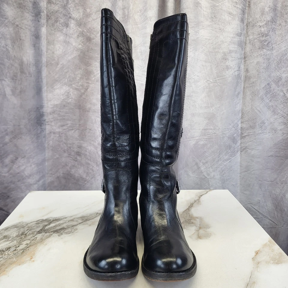 Botas de motociclista Juicy Couture Premium con cinturón y cremallera para mujer talla 8 M negras Foto 3 de 4