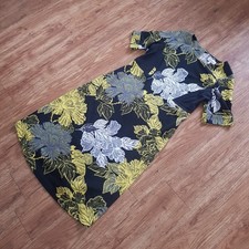 Next Maternity UK 10 Black Mix Stretchy A-Line Midi Dress in Good Condition