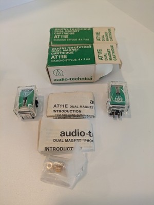 2 Audio-Technica AT11E Dual Magnet Cartridge w/ 1 ATS11E  Diamond Stylus .4x.7