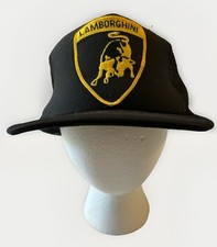 True Vintage 1980s Lamborghini Trucker Hat Black SnapBack Raging Bull Patch