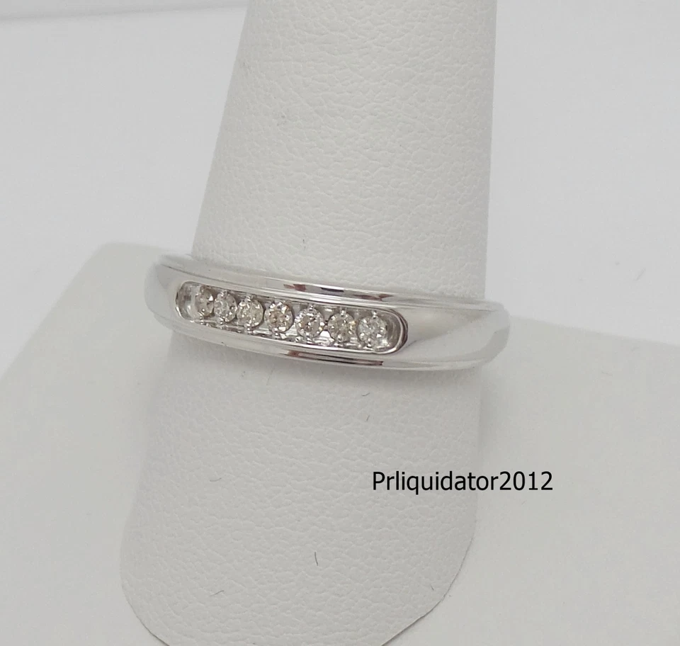 MENS 1/5CT NATURAL DIAMOND WEDDING BAND BRIDAL RING 10K WHITE GOLD - Image 3 of 4