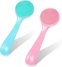 2 Pack Silicone Facial Cleansing Brush, Manual Scrubber for Removing Blackheads,