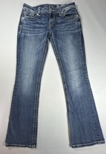 Miss Me Womens Jeans Size 29 Bootcut Mid Rise Rhinestone Embellished Flap Pocket