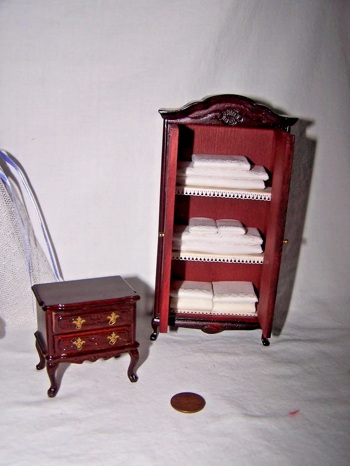 Muebles de dormitorio victorianos vintage para casa de muñecas Concord miniaturas Foto 3 de 4