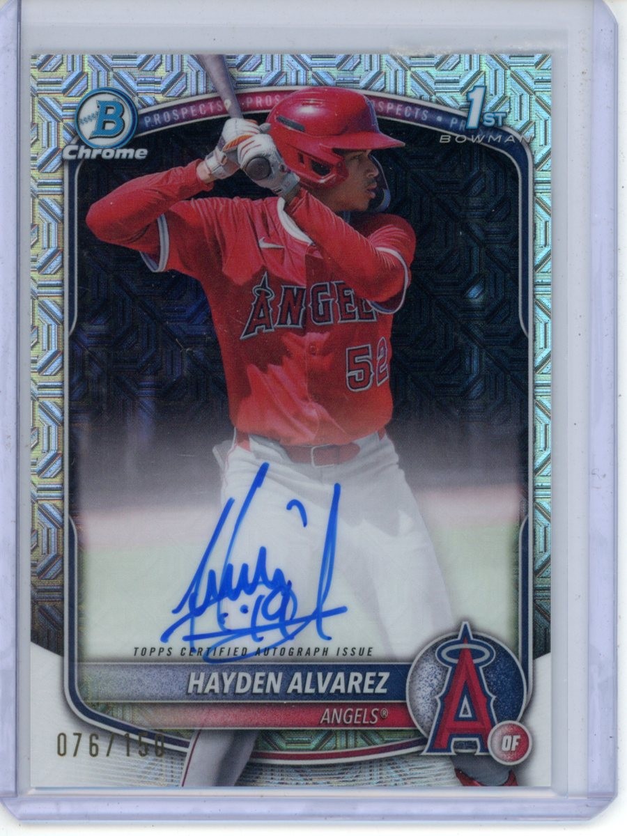2025 Bowman Chrome Hayden Alvarez Blue X-Fractor /150 Auto #CPA-HA