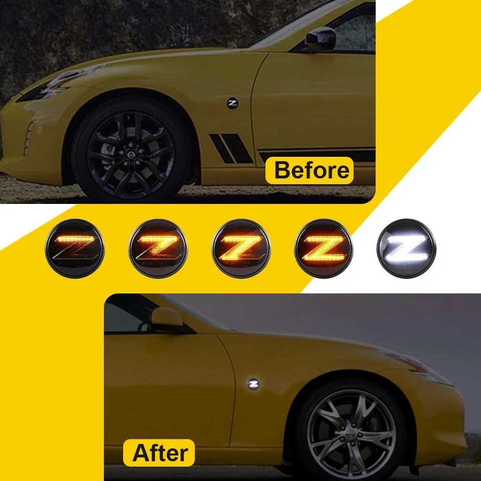 For 03-09 Nissan 350z Z33 09-20 370Z Z34 LED Side Marker Turn Signal Lights 1-10 - Image 3 of 4