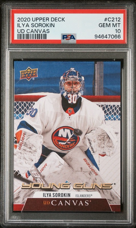 2020-21 Upper Deck Series 2 Ilya Sorokin Young Guns Canvas PSA 10