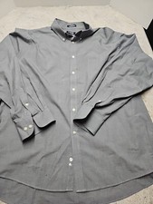 Chaps Men's Gray Checkered Long Sleeve Dress Shirt Size 18.5