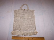 Vintage Macrame Purse / Tote Carry All - Hippy Mod Hip Cool Retro - ESTATE FIND
