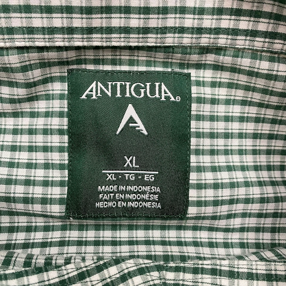 Camisa de vestir Antigua para hombre talla XL verde a cuadros manga larga abotonada carrera informal Foto 3 de 4