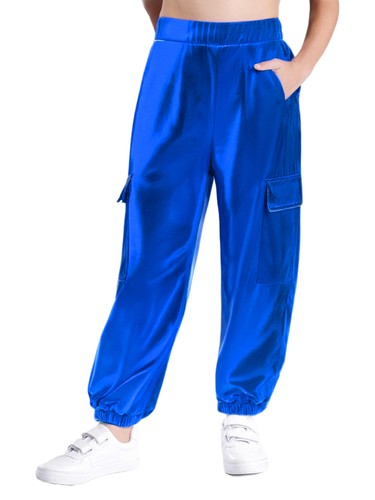 Unisex Kids Dancewear Cargo Trousers Street Pants Performance Tracksuit Stage - Picture 74 of 126