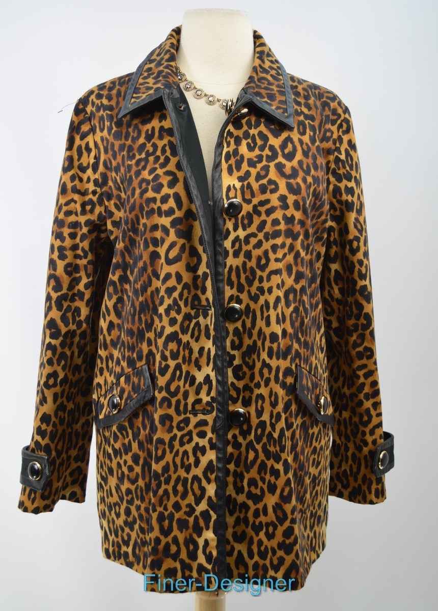 コート ChloAC Coats Jones New York Signature Jacket Reversible Black Cheetah