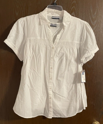 Croft & Barrow 2 piece White Button Down V Neck Blouse/Tank Top size 1X - NWT