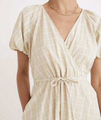 madewell plaid tie waist midi dress Madewell Empire-Waist Plaid Midi Dress In Blue Orange Plaid - 30% Off