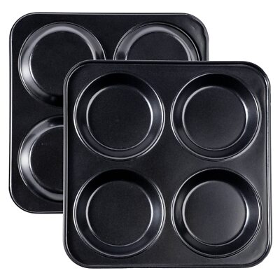 Yorkshire Pudding Pan 4 Inch Muffin Top Pans 2 Pack Nonstick Hamburger Whoopie P
