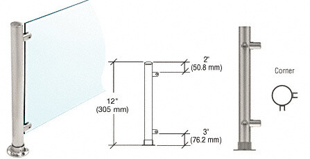 Brushed Stainless 12" High 1" Round PP55 Slimline Series Straight Front Counte - Picture 1 of 5