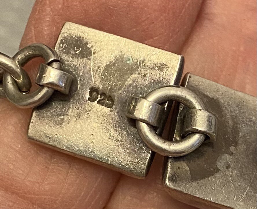 Vintage Sterling Silver Chunky Toggle Bracelet Mu… - image 16