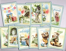 Graphic45 HIP HIP HOORAY (12PK) HANDMADE EPHEMERA/POCKET CARDS 2.75"x3.75"