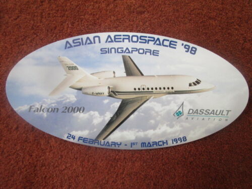 AUTOCOLLANT STICKER DASSAULT AVIATION FALCON 2000 ASIAN AEROSPACE 98 SINGAPORE - Photo 1/1