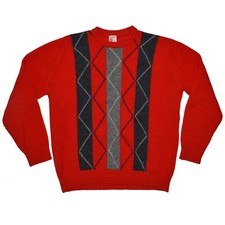 Vintage St Michael Shetland Wool Sweater Men's Size Large 44 Red Made in Canada