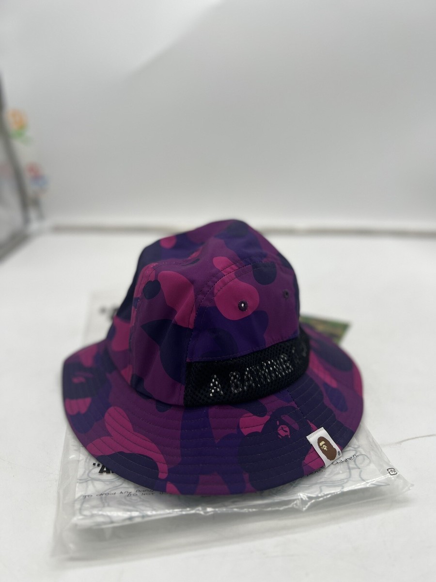 * A BATHING APE Men&#039;s ABC CAMO LOGO BUCKET Panel HAT Bape Purple New Medium