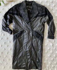 Vintage Wilsons Leather 80’s Black Paisley Trench Coat Whimsygoth Grunge