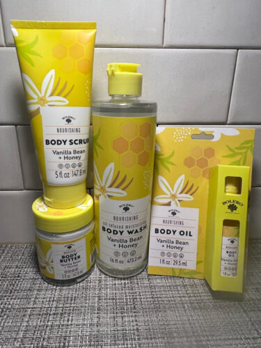 4x Bolero Vanilla Bean + Honey Body Butter Scrub Oil Body Wash LOT Free Products - Picture 1 of 3