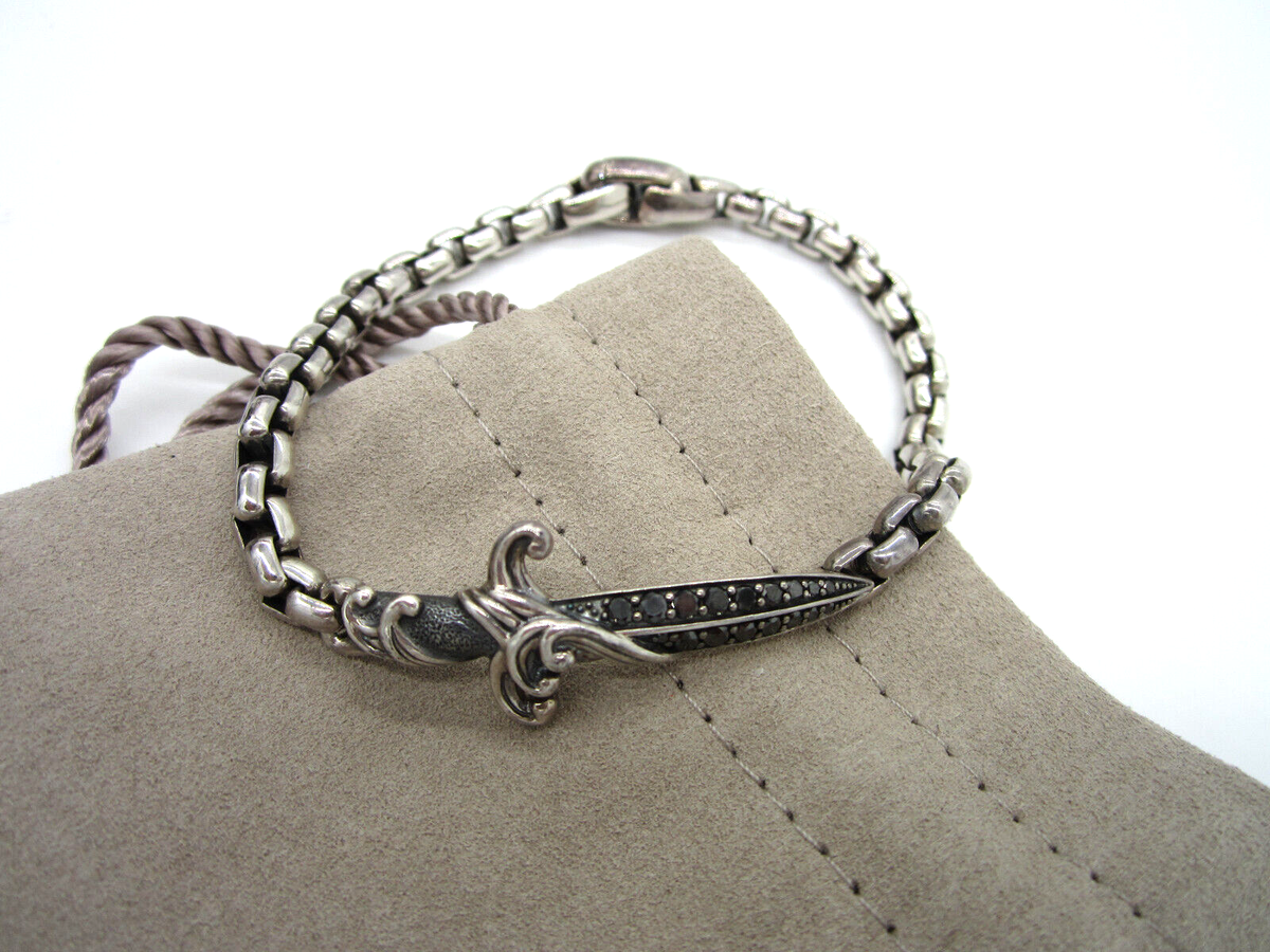 Estate DAVID YURMAN Sterling Silver Black Diamond Sword Dagger 23