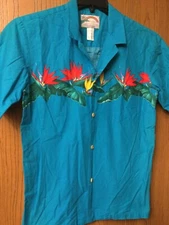 Hawaiian Shirt - “Paradise Found” - Blue Shirt - Button Down - Collared - M