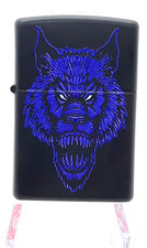 Werewolf in Blue  Authentic Zippo Lighter Black Matte Finish