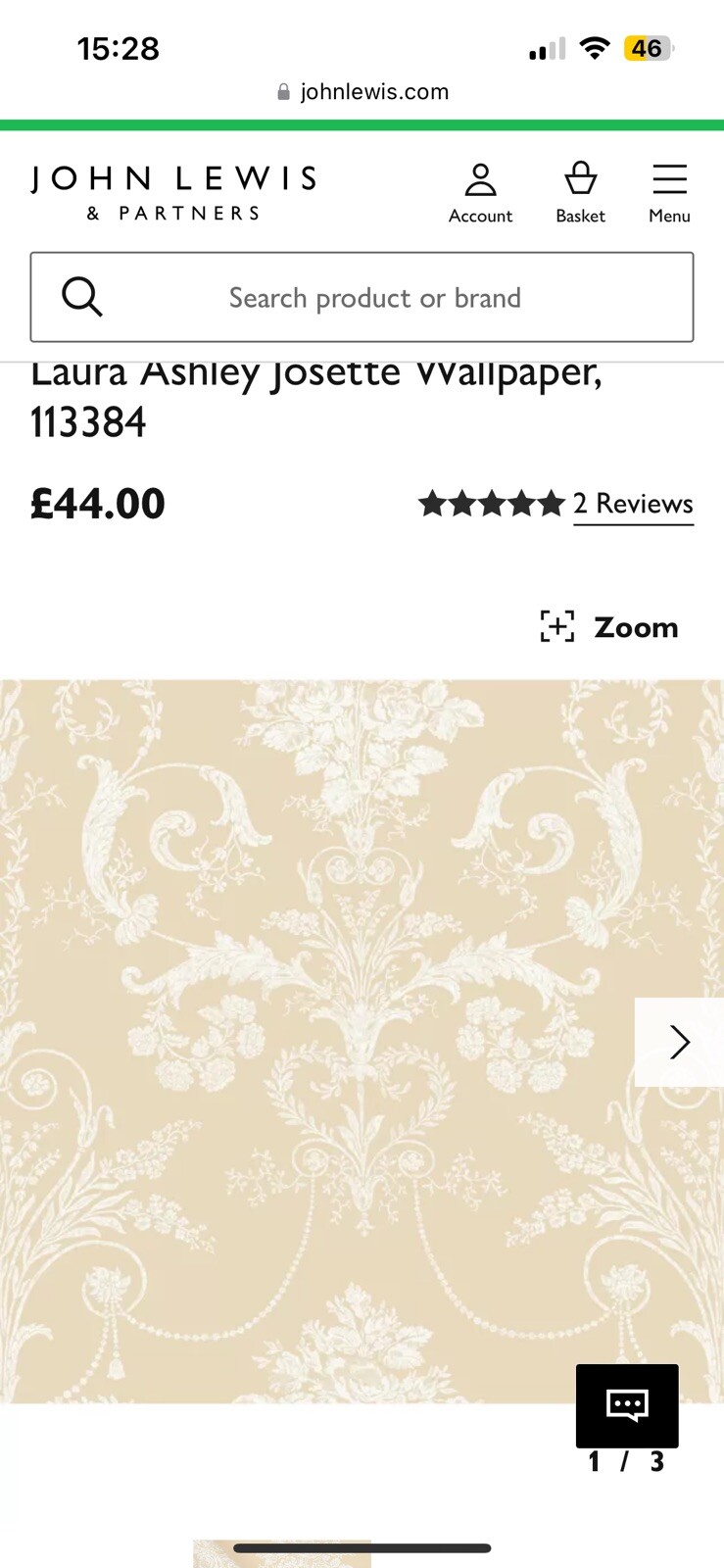 4 Rolls Laura Ashley Wallpaper Josette Gold Extremely Rare W089447A