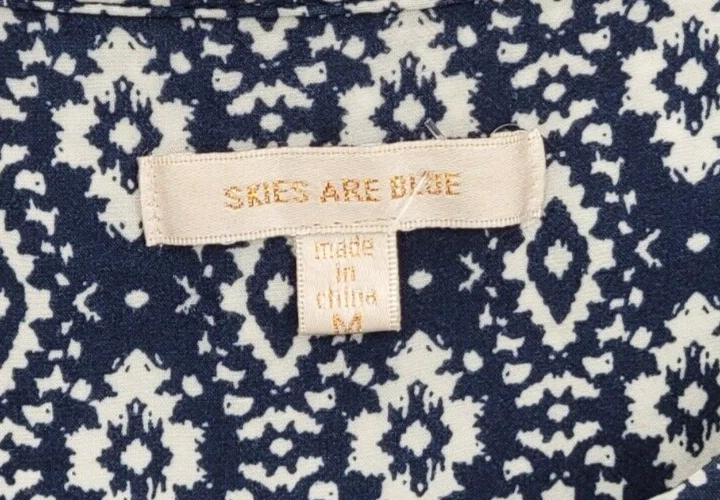 Top Skies are Blue para mujer medio azul blanco estampado boho medios mixtos manga corta Foto 3 de 4