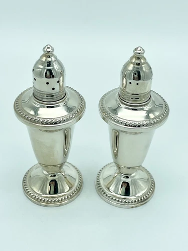 Vintage MCM DUCHIN CREATIONS Sterling Silver Salt Pepper Shakers- New old stock - Picture 1 of 7