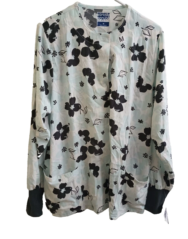 Strictly Scrubs Stretch Aqua -Long sleave with front pockets -Women's Medium NEW - Image 2 of 4