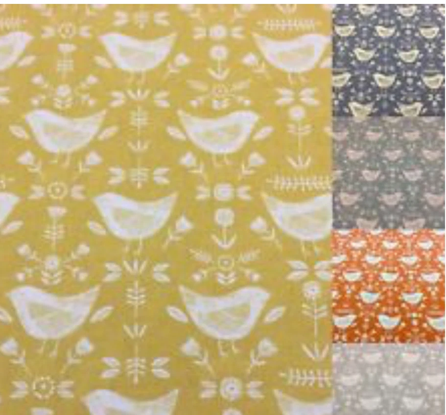 Fryetts Cotton Fabric NARVIK, Scandi Style Birds for Curtain/ Upholstery/Crafts
