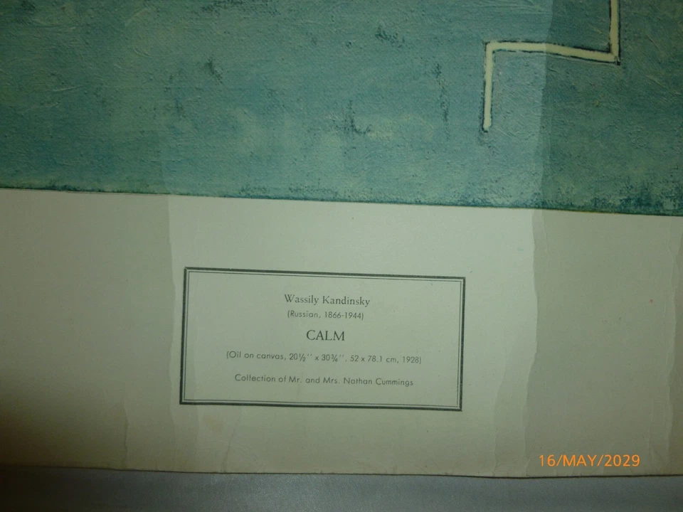 Wassily Kandinsky Art Print CALM New York Graphic Society 25x35" RARE Poster - Image 4 of 4