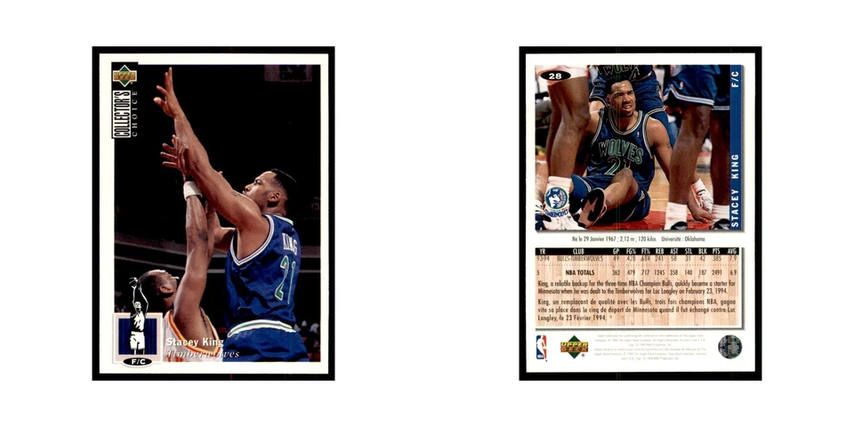 1994 Upper Deck Collectors Choice Stacey King Basketball Cards #28 - Image 3 of 3