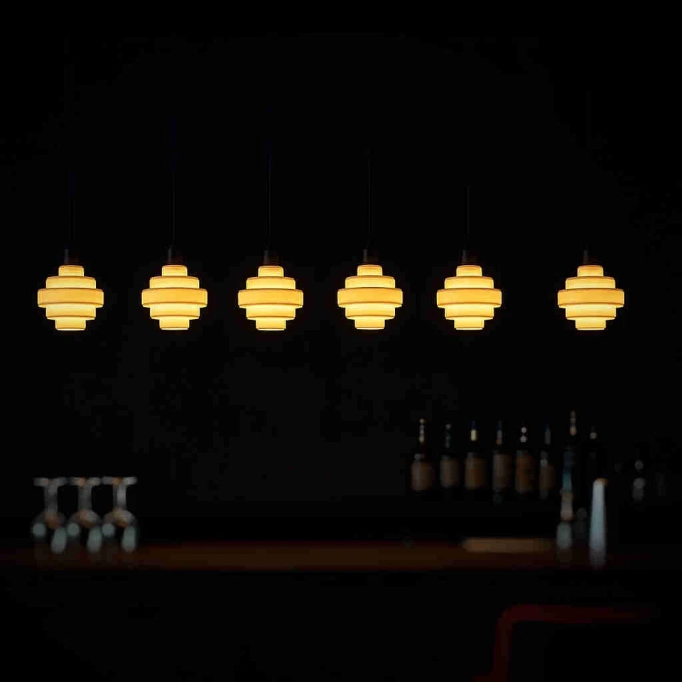 Kleine Hängelampe aus opalweißem Glas – Bauhaus ArtDeco Vintage Lampe Design - Bild 3 von 4